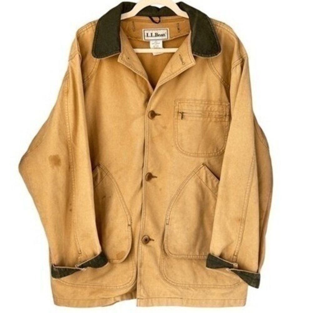 LL Bean‎ Chore Coat Corduroy Collar Canvas Field Jacket 1970s Vintage Gorpcore